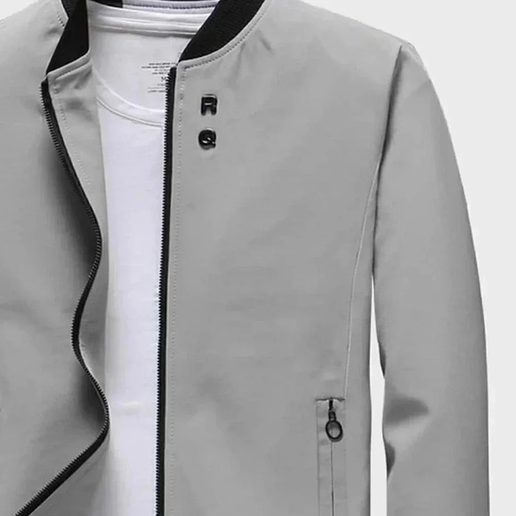 Grey Casual Men Letter Graphic Zip Up Bomber Jacket - Picture 3 of 4